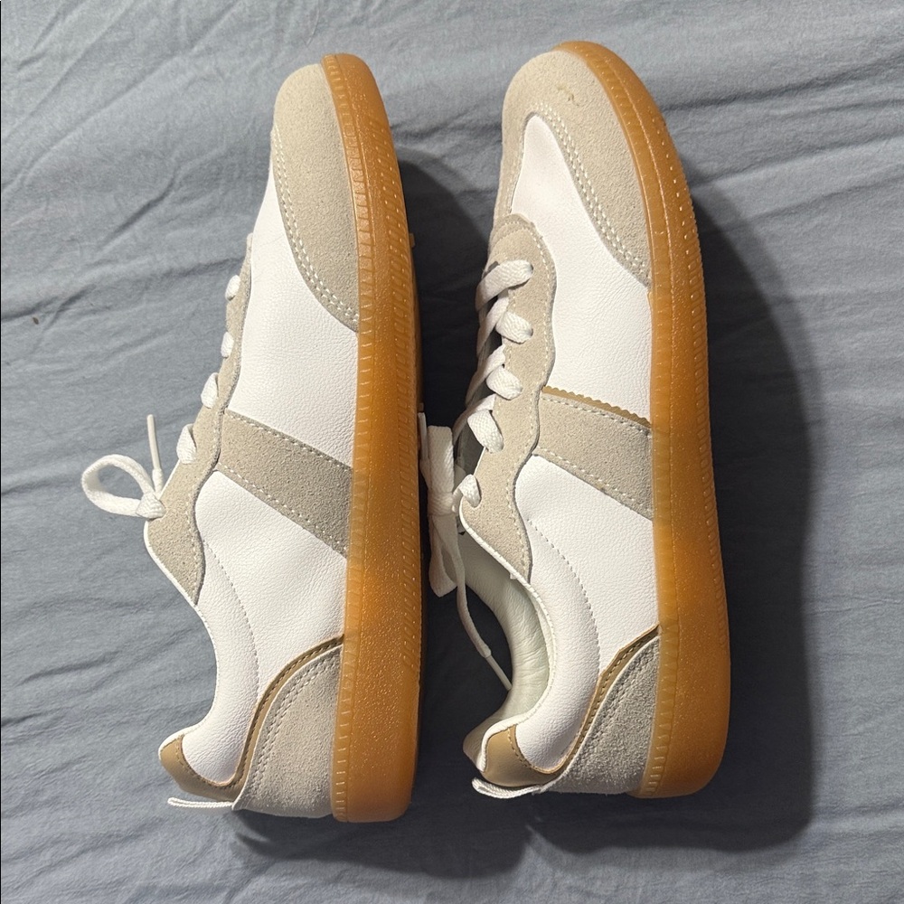 Women's Beige and White Sneakers